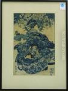 Depicting The Courtesan Matsuzaki From Matsubaya Walking With Her Kamuro by Utagawa Kuniyoshi