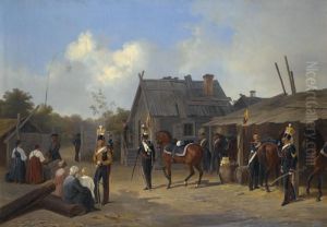 Soldiers Bivouacking In A Village