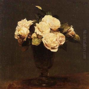White Roses 2 by Ignace Henri Jean Fantin-Latour