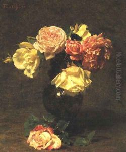 White and Pink Roses by Ignace Henri Jean Fantin-Latour