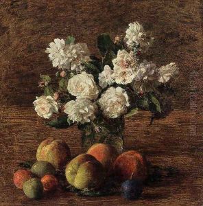 Still Life: Roses and Fruit by Ignace Henri Jean Fantin-Latour
