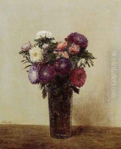 Vase of Flowers: Queens Daisies by Ignace Henri Jean Fantin-Latour