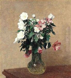 White and Pink Mallows in a Vase White and Pink Mallows in a Vase