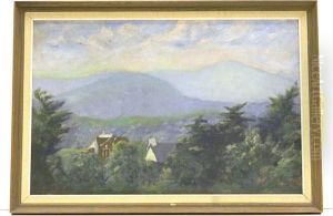 The Blue Ridge Mountains And Small Town by Sallie Lee Blount Mahood