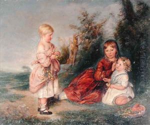 A Portrait of Margaret, May and Emily Atkinson, later Mrs Masters, Mrs C.H. Cope and Mrs Sheed, 1841 by Charles West Cope