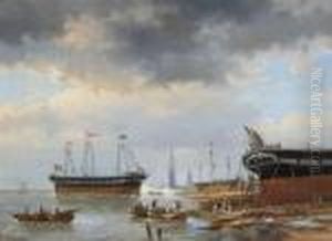 Tewaterlating Van De Driemaster Macassar by Egide Linnig
