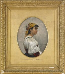 Kvinna Med Blommig Sjalett by Clara Lofgren