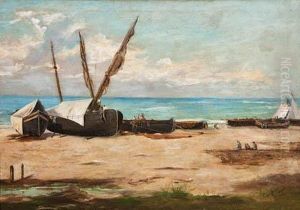 Playa Con Barcas by Joaquin Luque Rosello