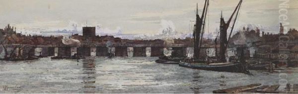 Busy City Canal (the Old Putney Bridge) - view 1