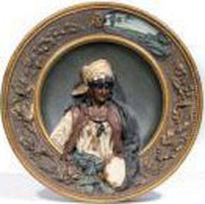 Buste D'une Jeune Femme Au Tambourin Plat by Johann Maresch