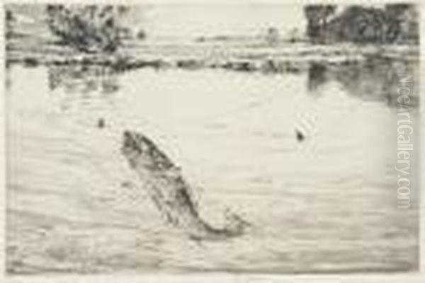 Trout Rising To Take A Fly And Dropper - view 1