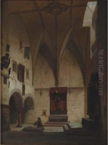 A Chapel Interior by Friedrich Carl Mayer