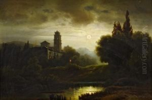 Romantic Landscape Under A Full Moon