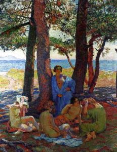Bathers under the Pines by the Sea by Theo van Rysselberghe