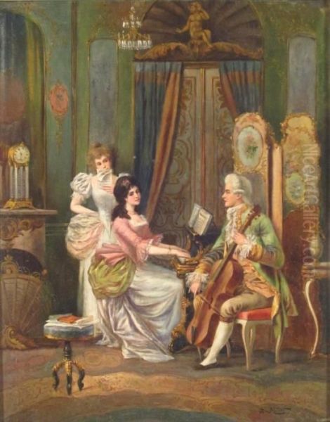 Interior Scene With Musicians - view 1
