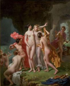 Diane Surprise Au Bain Par Acteon by Charles Victoire Frederic Moench