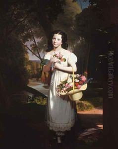 Little Girl with Flowers (Amelia Palmer) by Charles Cromwell Ingham