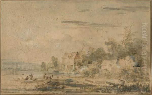 Pecheurs Pres D'une Riviere - view 1