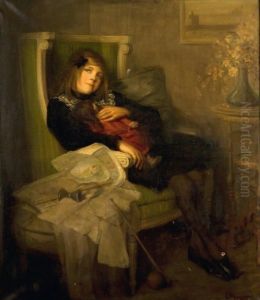 Fillette Et Sa Poupee by Cecile Morgand