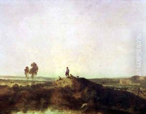 A pool with figures on a hillock by Richard Wilson