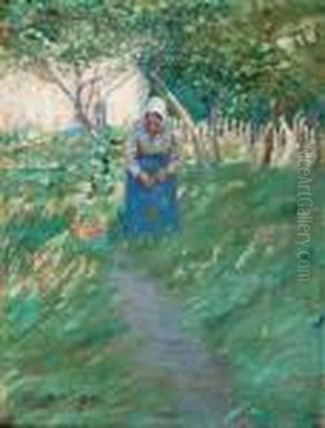 Woman In Garden, Scene From France - view 1