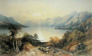 Deer by a Sunlit Lake by James Burrell-Smith