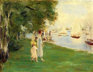 Strolling by the by Max Liebermann