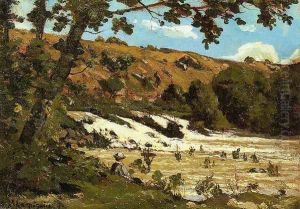 Boy Seated by a River by Henri-Joseph Harpignies