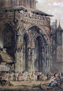 Market Beside A Cathedral Entrance thumbnail