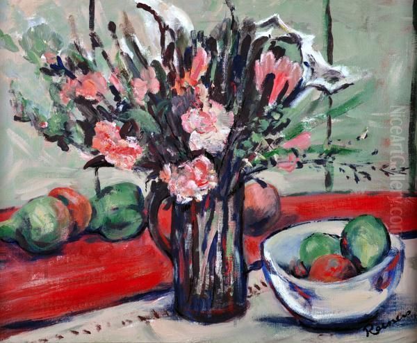Fruit And Flowers In A Crystal Jug - view 1