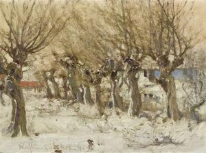 Tree-lined Avenue In Winter by Hugo Richter-Levensdorf