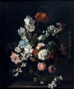 Composition Florale Dans Un Vase Pose Sur Un Entablement Composition Florale Dans Un Vase Pose Sur Un Entablement