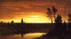 River Sunset - View of the Catskills by John William Casilear