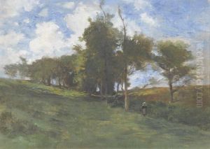 Sommerliche Wiesenlandschaft Mit Trachtenfrau by Marie Rolle