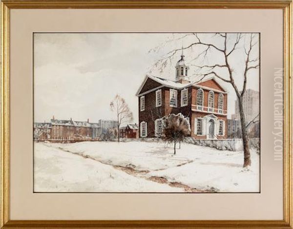 A Winter Landscape Depicting A Courthouse - view 1