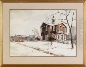 A Winter Landscape Depicting A Courthouse by James Ross