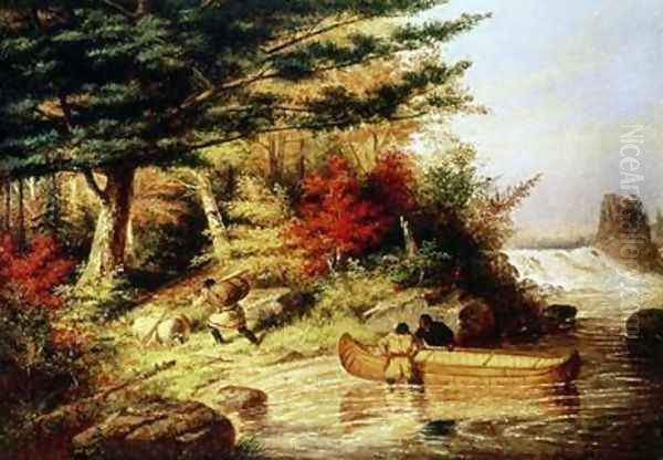 Indians transporting furs through the Canadian wilderness - view 1