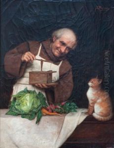 Fraile Con Gato by David Giuseppe Sani