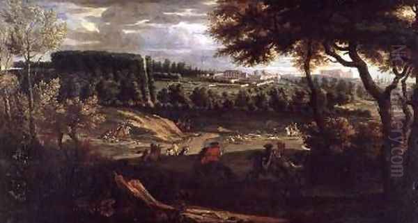 Louis XIV 1638-1715 Hunting at Marly with a a View of Chateau Vieux de Saint Germain - view 1