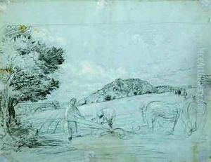 Ploughing at Shoreham by John Linnell