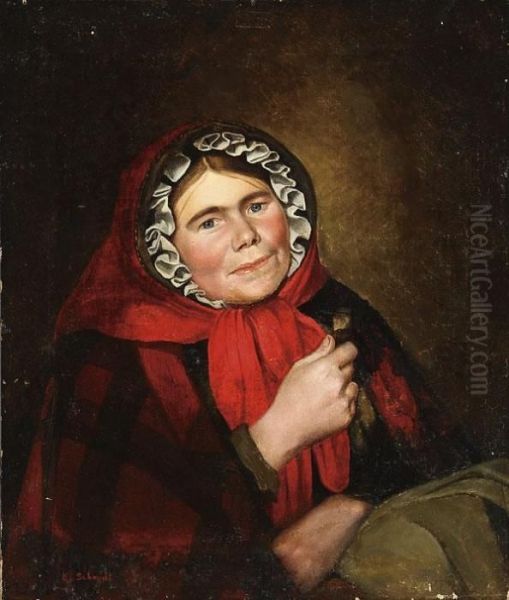 Portrait Of A Woman With Red Head Scarf - view 1