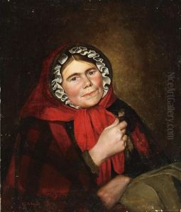 Portrait Of A Woman With Red Head Scarf
