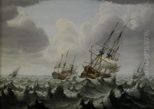 Sjoslag Mellan Den Svenska Och 
Engelska Flottan - Mojligen Orlogsskeppet Olands Strid 1704 - view 1
