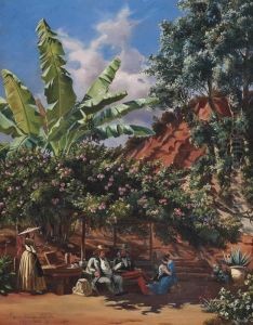 Frances Kenney Schultze Painting Under A Pergola, Algiers