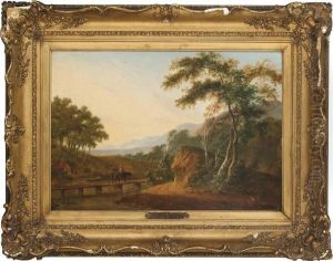 An Italianate Landscape With Two Travellers On A Bridge An Italianate Landscape With Two Travellers On A Bridge