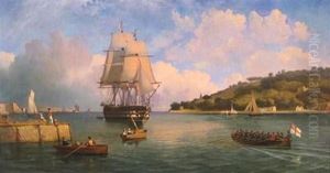 Plymouth Hoe With Mount Edgcumbe