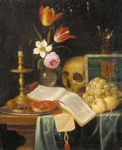 A Vanitas Still Life Of A Candle