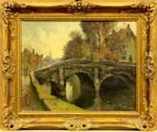 Stadsgezicht Met Brug Over Gracht - view 1