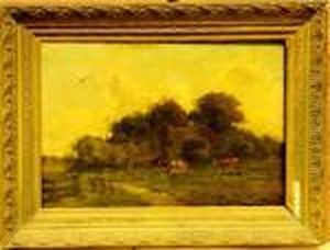 Boerderij Aan Bosrand En Grazende Koeien by Christiaan Pieter Snijders