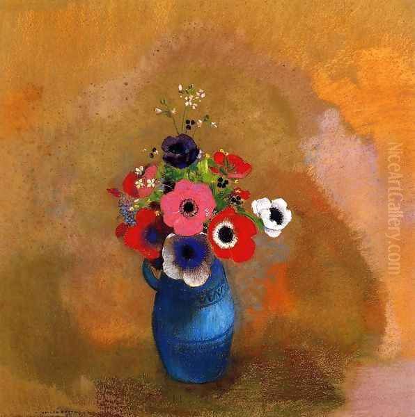 Anemonies In A Blue Vase - view 1